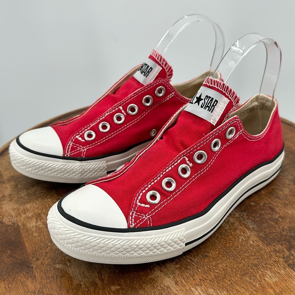 Converse Shoes Wm 7 Mens 5 Red Slip On All Star Chuck Taylor Sneakers Low